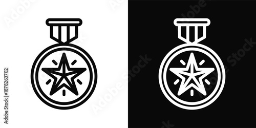 Medal Icon White And Black Background Style