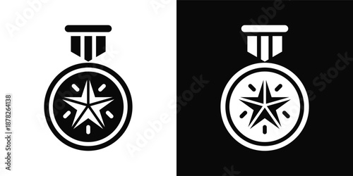 Medal Icon White And Black Background Style