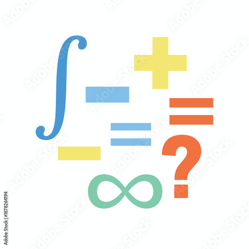 Colorful Math Symbols on White Background