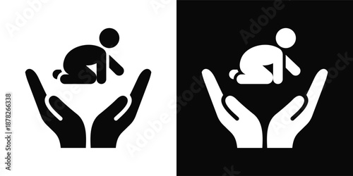 Childcare Icon White And Black Background Style