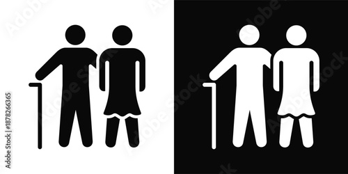 Grandparents Icon White And Black Background Style