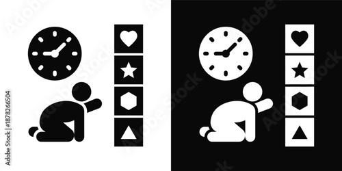 Playtime Icon White And Black Background Style