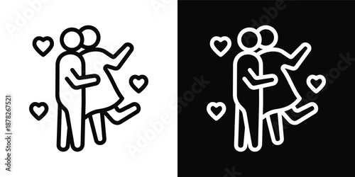 Kiss Icon White And Black Background Style