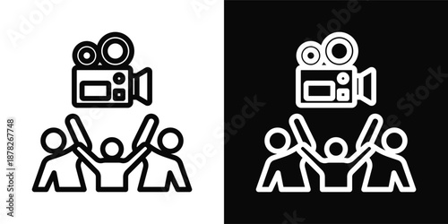 Films Icon White And Black Background Style