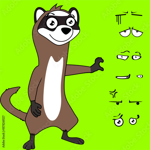 ferret cartoon heart love hands sing expressions pack collection in vector art