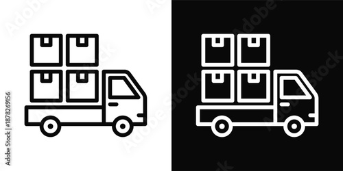 Shipping Icon White And Black Background Style