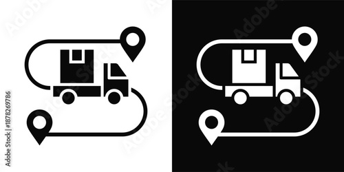Transit Icon White And Black Background Style