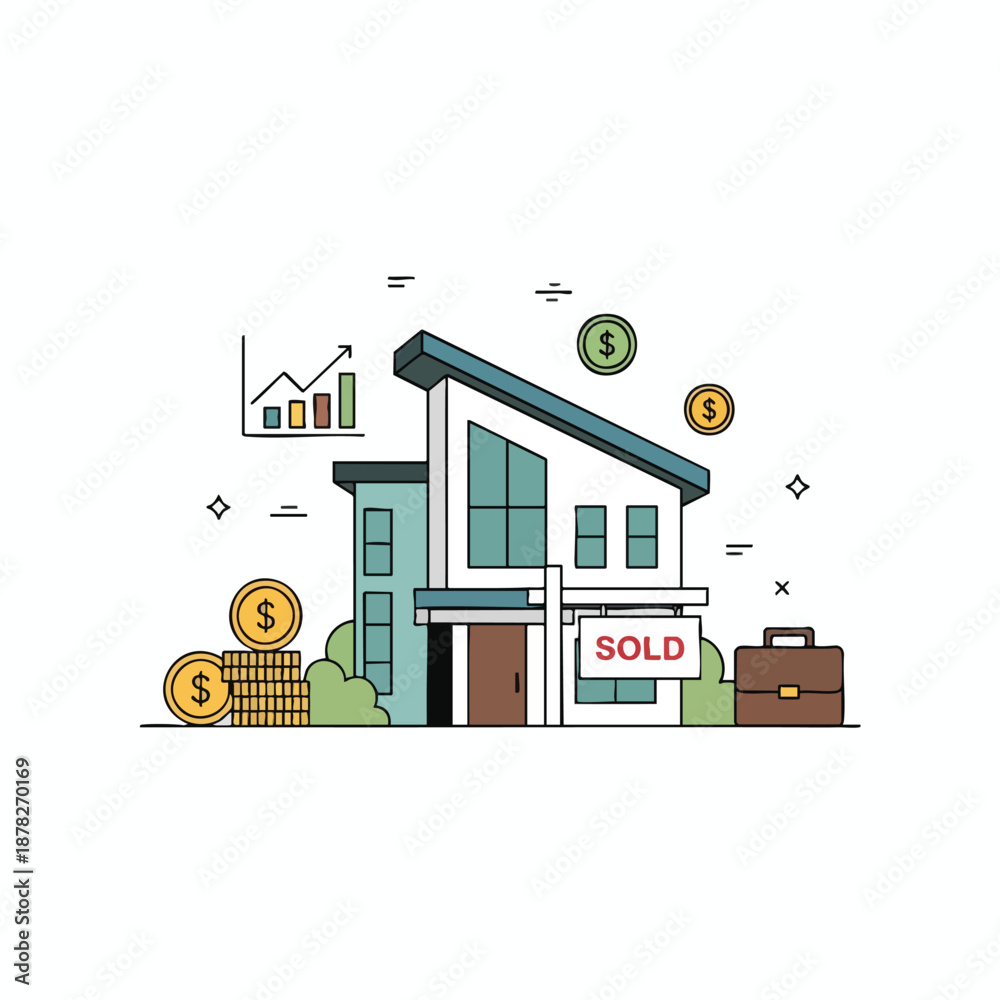 Naklejka premium Successful Real Estate Transaction Illustration