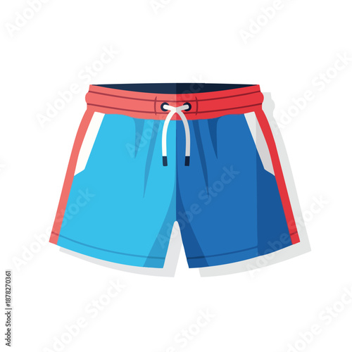 Vibrant Blue and Red Swim Shorts Illustration