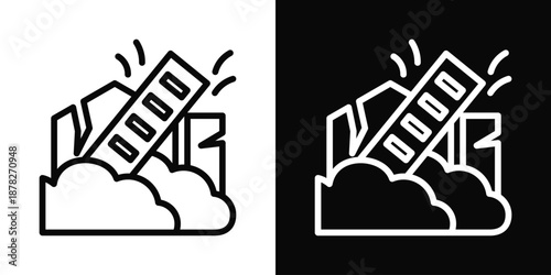 Demolition Icon White And Black Background Style