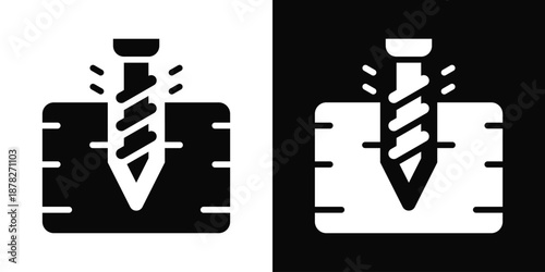 Drilling Icon White And Black Background Style