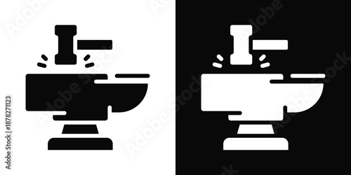 Forging Icon White And Black Background Style