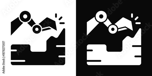 Excavation Icon White And Black Background Style