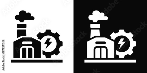 Power Plant Icon White And Black Background Style