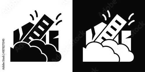 Demolition Icon White And Black Background Style