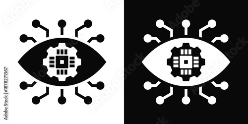 Machine Vision Icon White And Black Background Style