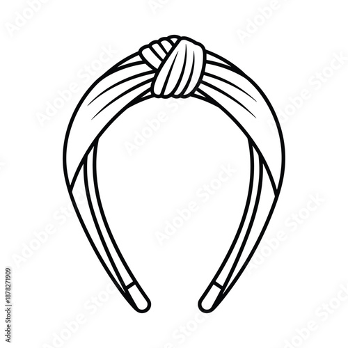Simple black and white illustration of a knotted headband