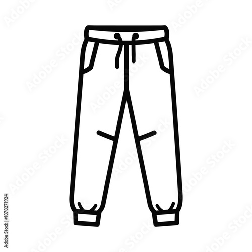 Black and white illustration of sweatpants with drawstring