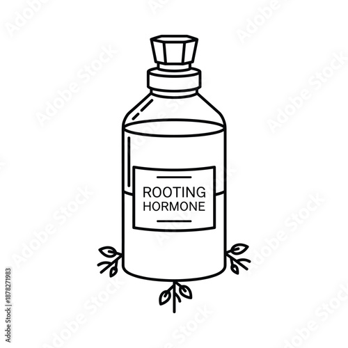 Rooting hormone bottle with cuttings graphic