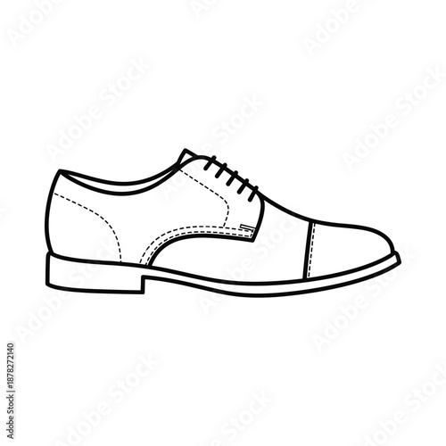 Black and white illustration of a mens dress shoe