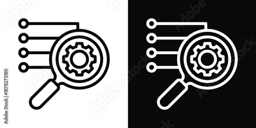 Research Icon White And Black Background Style