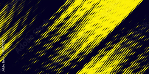 Yellow and blue halftone dot pattern gradient grunge texture background. Pop art style vector illustration of dots, comics, sports. Modern background.