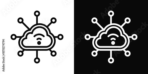 Internet Of Things Icon White And Black Background Style