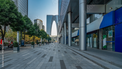 Canvas Print Modern Urban Street with Futuristic Architecture