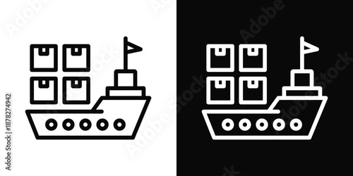 Shipping Icon White And Black Background Style