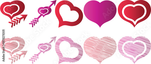 Vector lovely romantic heart signs presenting valentine day