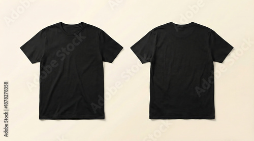 Classic Black T-Shirt Flat Lay Front and Back View