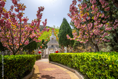 Tableau sur toile Stupa at Nanshan Mountain tourist area in Longkou City in Lushan Mountain in Sha