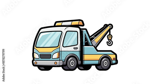 Cartoon Tow Truck Illustration with Bright Colors and Simple Design for