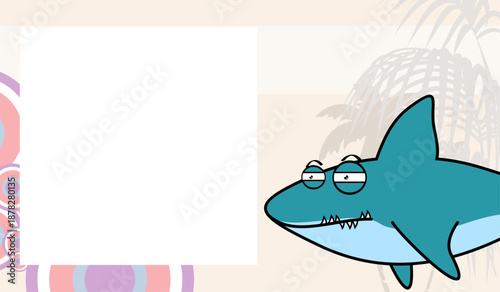 shark cartoon picture frame in vector art
