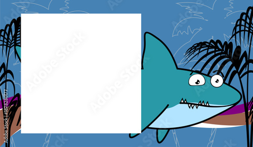 shark cartoon picture frame in vector art