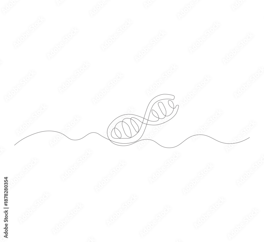 Fototapeta premium DNA image one continuous line. Linear structure symbol of genome. Vector illustration of body anatomy. Vector illustration isolated on white background.