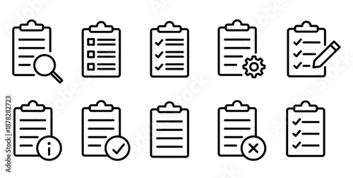 チェックリスト・クリップボードの編集可能なラインアイコン