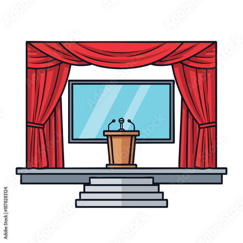 Podium with Microphones on Stage