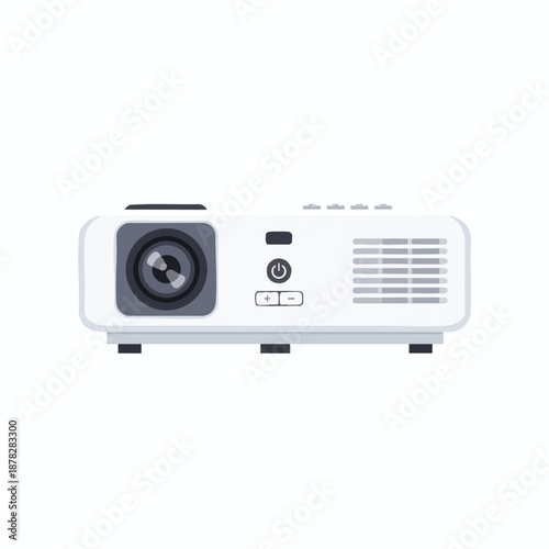 White Digital Projector with Lens and Controls