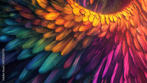 colorful wing feather texture gradation background, bird