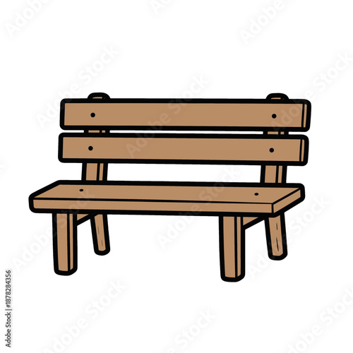 Simple Wooden Bench Vector Icon