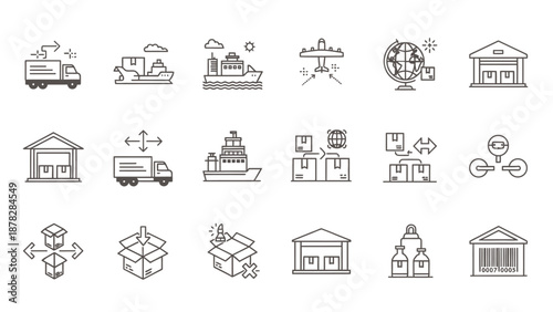 Logistics and shipping icons for business and industry use