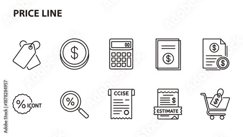 Editable vector icons for pricing and finance concepts
