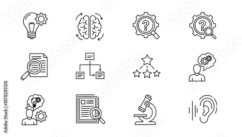 Critical thinking concepts illustrated in modern graphic designs