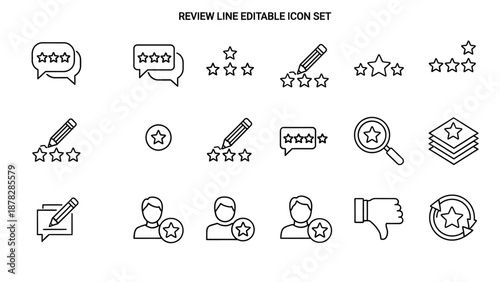 Editable review line icons for feedback and ratings