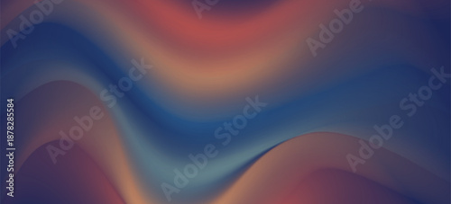 Abstract Sea background. Deep Blue, orange and red color vector banner. Pastel gradient pattern. Blurred light fuzz colorful gradient background