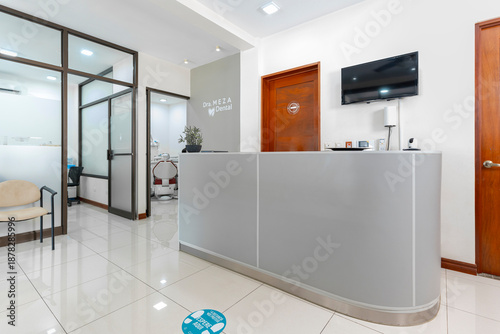 Modern dental clinic reception area waiting room