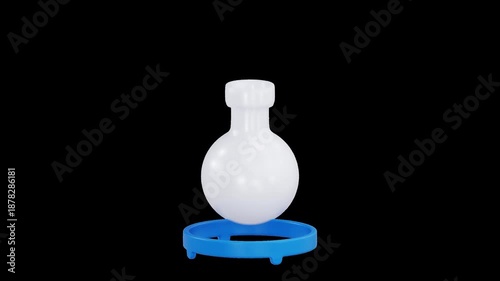 Laboratory Flask Chemistry 3D Icon, Alpha Channel
