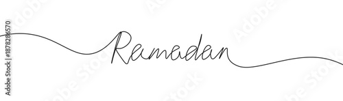 Ramadan words one continuous line drawing doodle illustration hand drawn