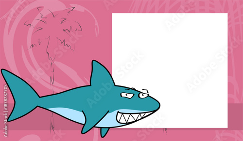 shark cartoon picture frame in vector art